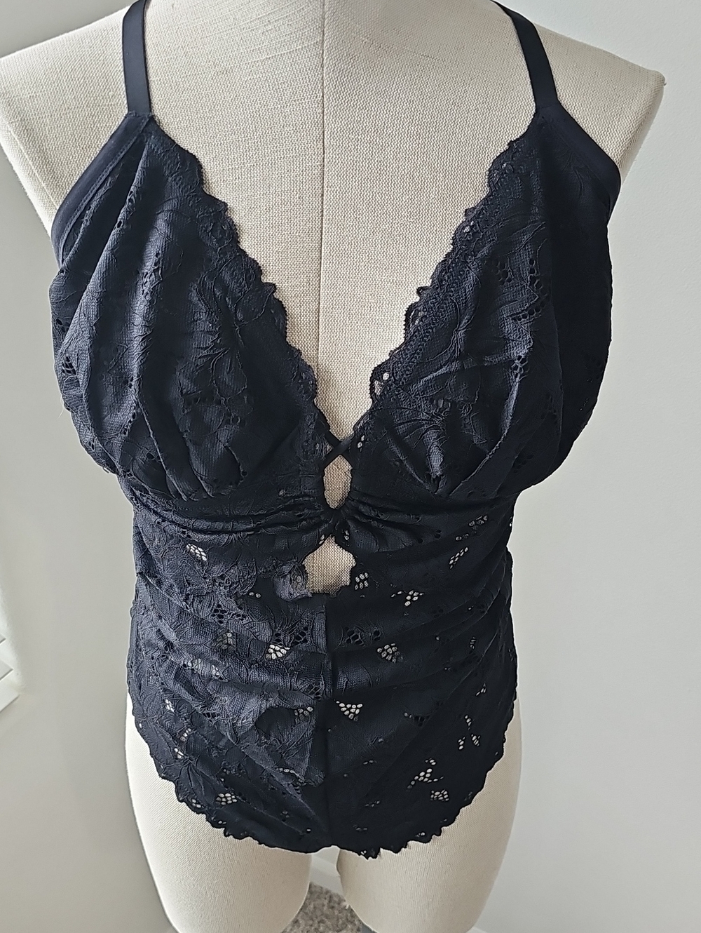 Black Lace V-Neck Womens Bodysuit